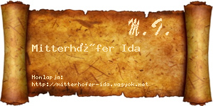Mitterhöfer Ida névjegykártya